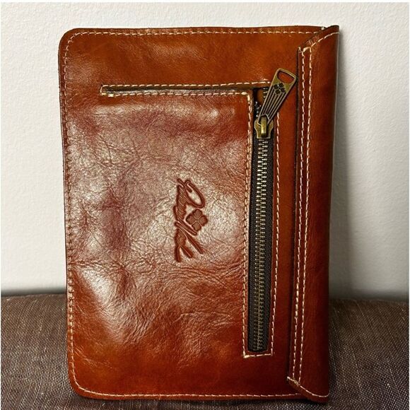 Patricia Nash Heritage Envelope pouch wallet Italian tan leather - Picture 4 of 5